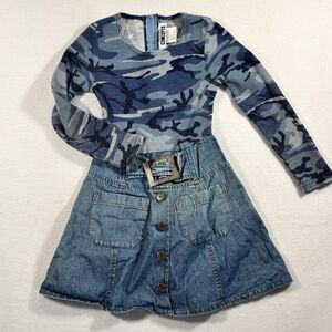 CALIFORNIA CONCEPTS Vintage Denim Sorted Dress Blue Tie Dye Ribbed